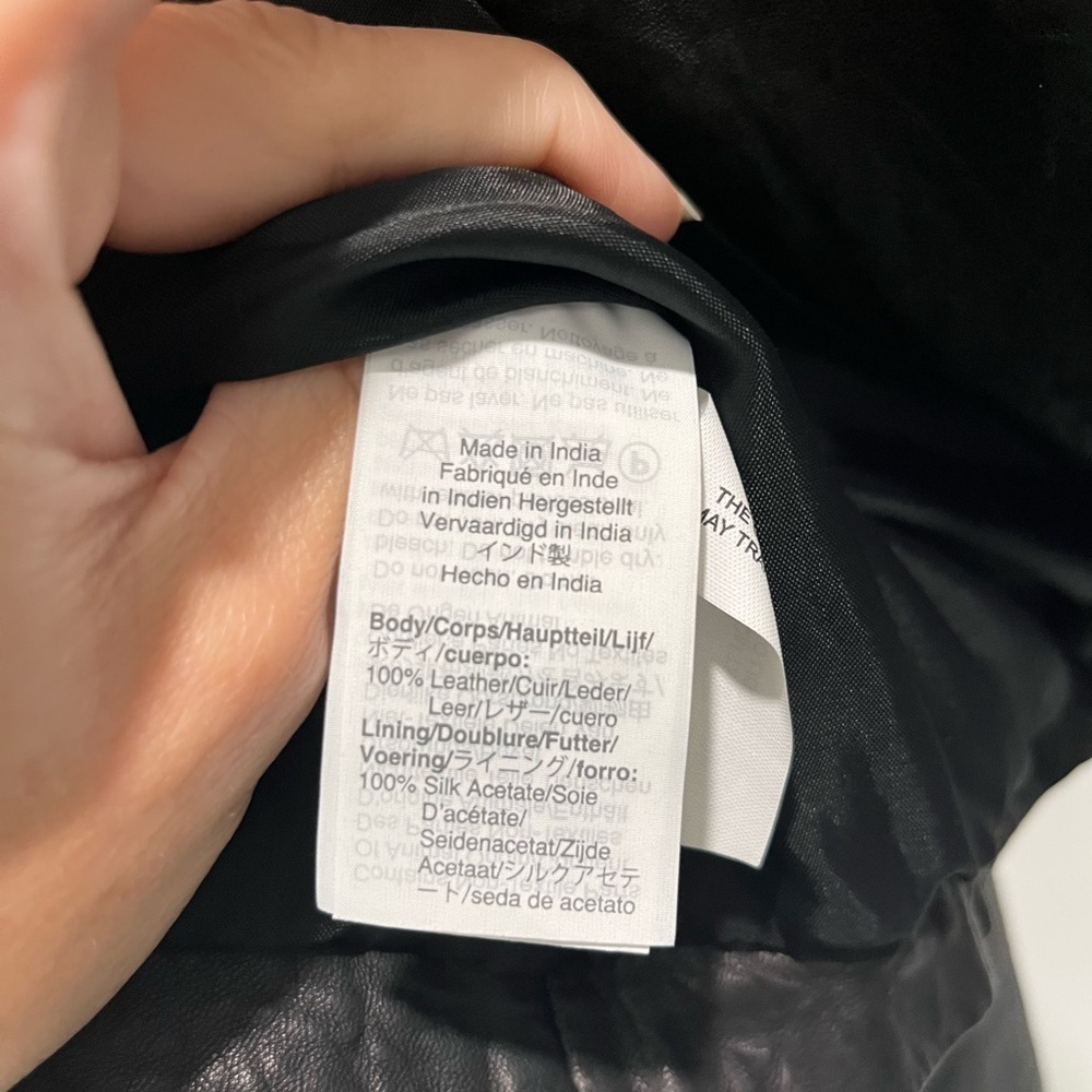 Madewell The Washed Leather Motorcycle Jacket in true black buttery soft XXS NEW - Picture 16 of 17